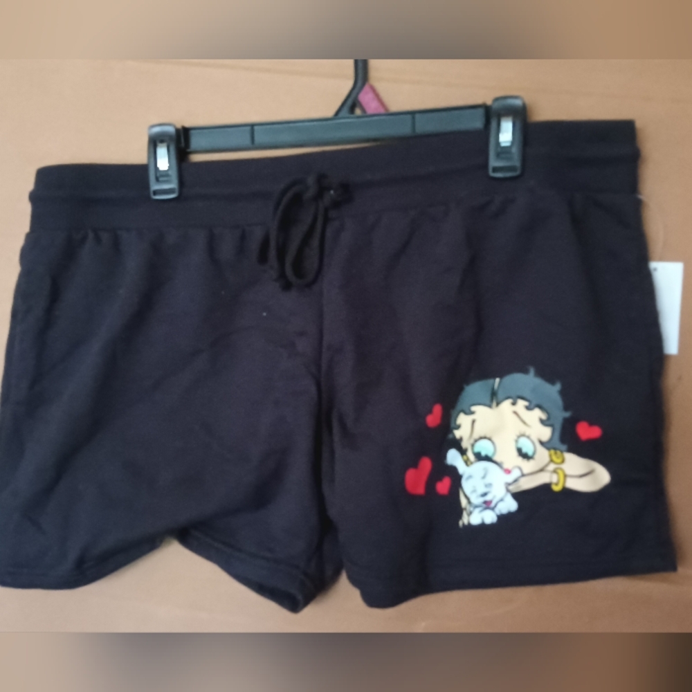 Betty Boop Black Athletic Shorts with Cartoon Design